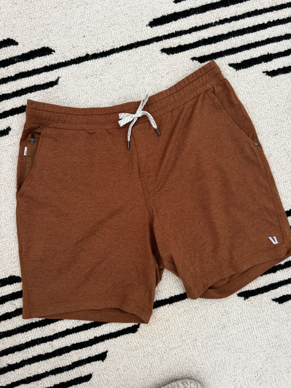 Vuori Men's Drawstring Athletic Shorts in Rust